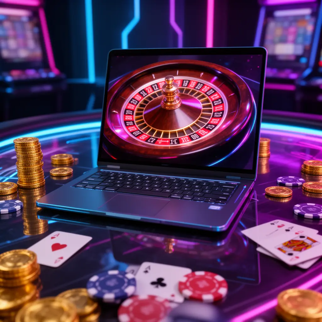 75DB – Enjoy immersive online roulette gameplay anytime in Bangladesh Luxury online roulette gameplay on a modern laptop with casino chips and cards highlighting the immersive gaming experience at 75DB for players in Bangladesh